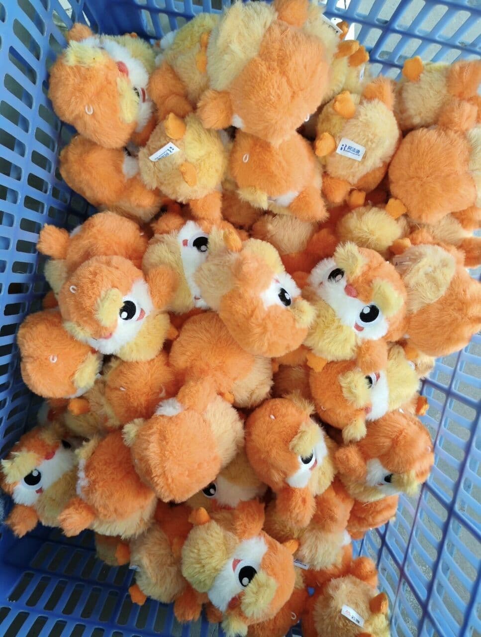 Batch of custom plush toys ready for quality inspection